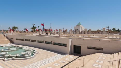 Beautiful-fountain-near-the-Hassan-Tower-square-in-Rabat,-Morocco