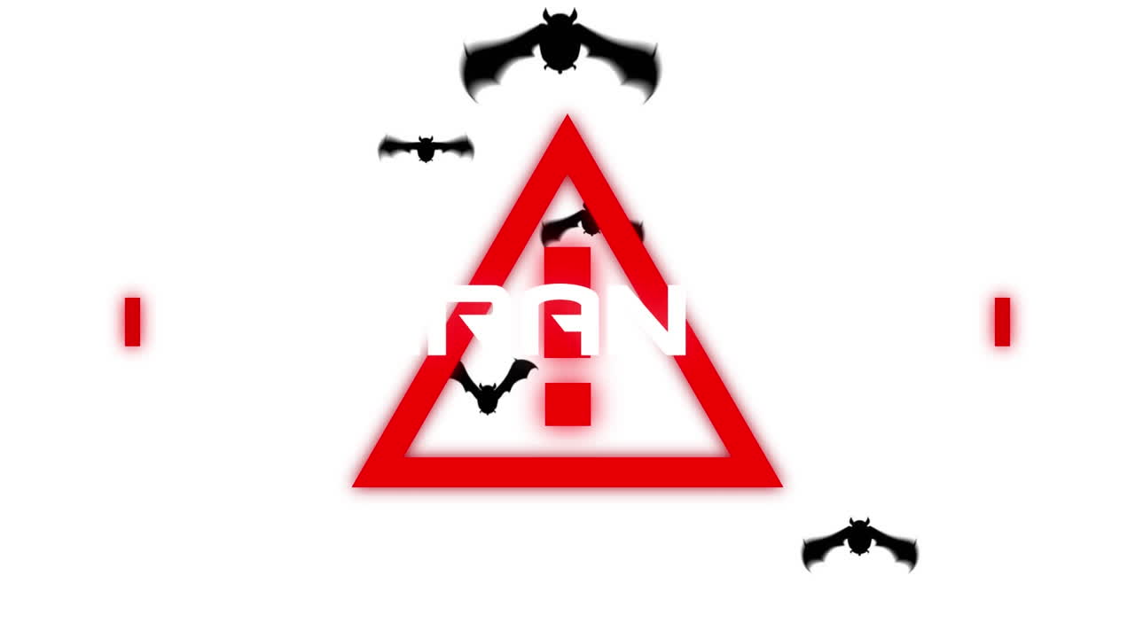 Animation of covid 19 warning text, quarantine, over bats, on white
