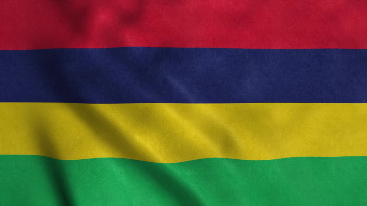 Mauritius flag waving in the wind. National flag of Mauritius. Sign of Mauritius seamless loop animation