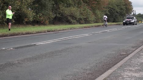 northallerton, yorkshire, uk, 25th september 2019 - uci men's elite individual time trial, road world championships - riders on the road 3km from the start