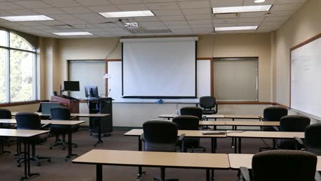 front view of classroom with learning technology empty space