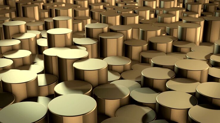 Abstract cylindrical geometric gold surfaces in virtual space
