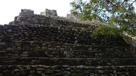 Steps-of-Temple-24-at-Chacchoben,-Mayan-archeological-site,-Quintana-Roo,-Mexico