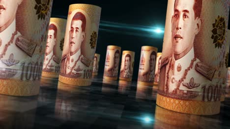 thai baht money banknotes rolls seamless loop