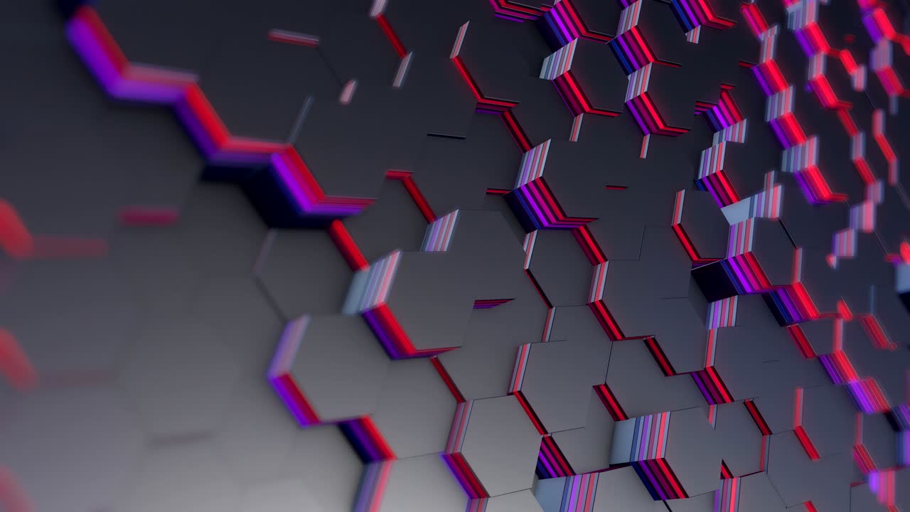 hexágonos abstractos fondo de movimiento aleatorio, animación de bucle 3d en 4k.