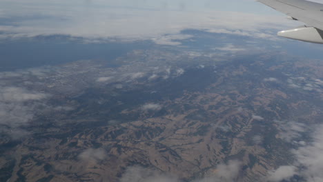 aerial view of california coastline from airplane