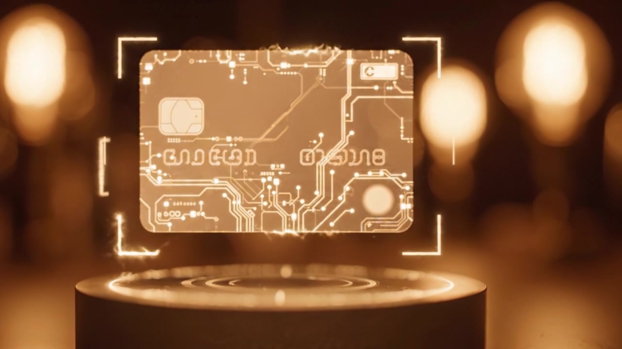 Una placa de circuito brillante emerge de las sombras, mostrando intrincados detalles electrónicos contra un fondo cálido y suavemente enfocado de luces tenues