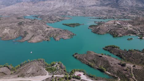 beautiful green lake of the taurus mountains in turkey - aerial