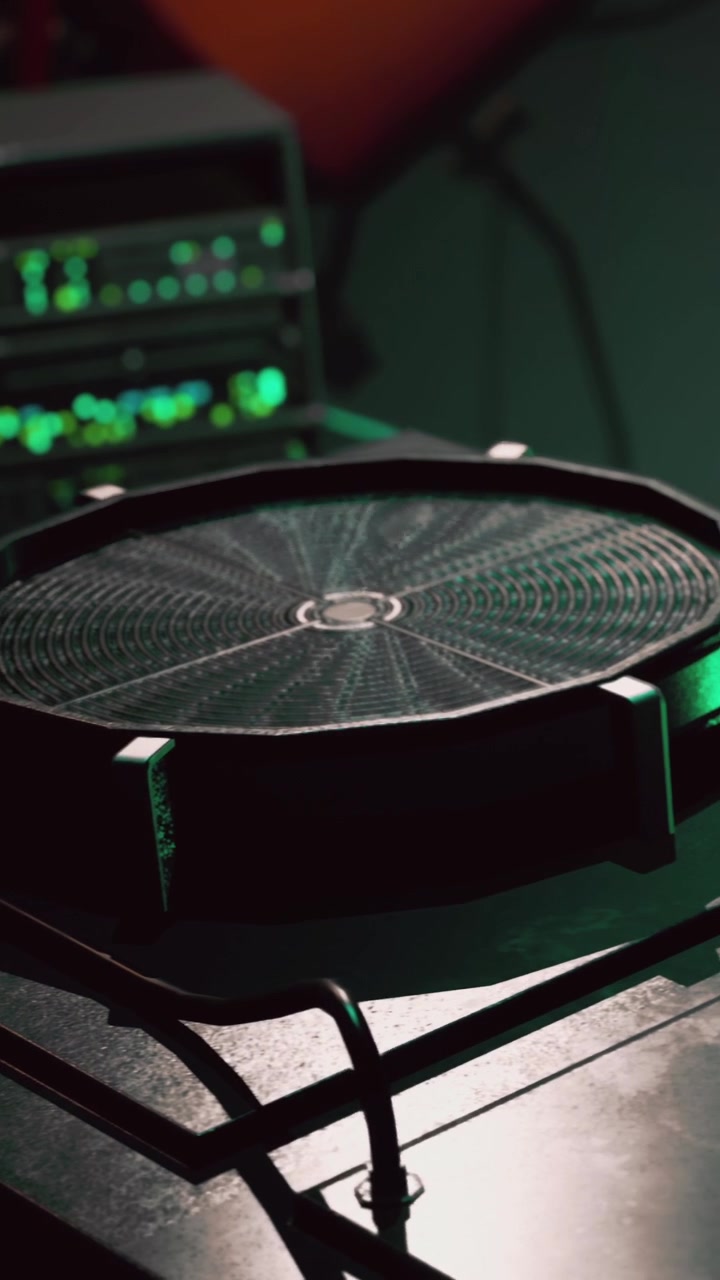 Unità di elaborazione dati in un laboratorio tecnologico di sera.