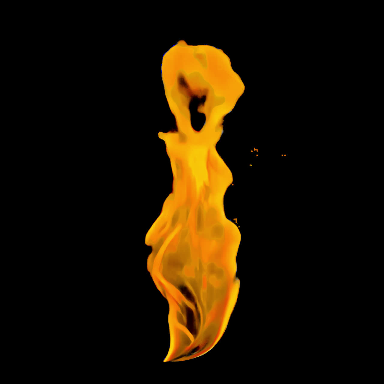 Vivid fiery flame silhouette animation isolated asset, transparent 4K video, alpha channel, ProRes
