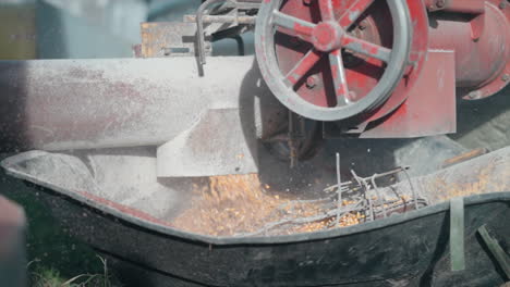 seed cleaner machine cleaning harvested grain crops at the farm