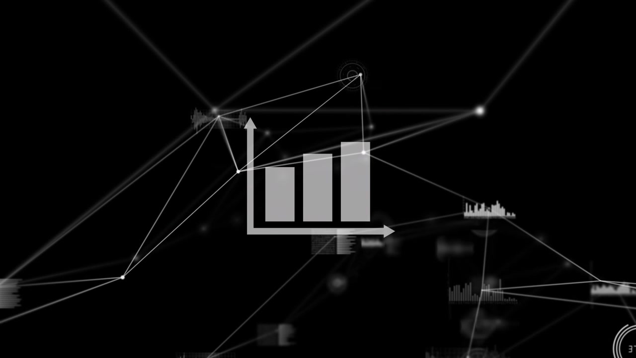 Animación del procesamiento de datos sobre fondo negro