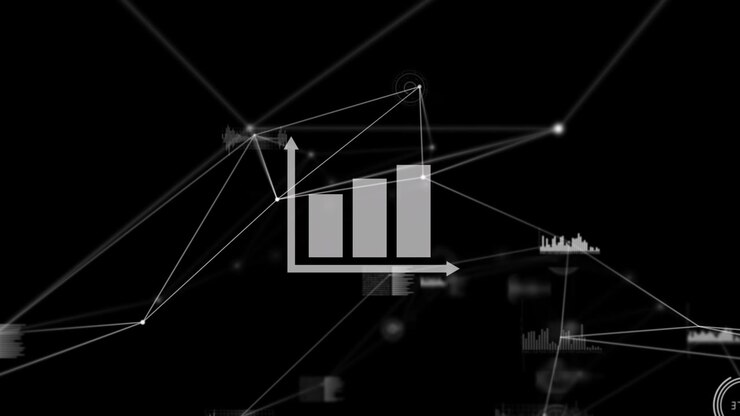 Animación del procesamiento de datos sobre fondo negro