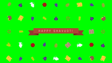 shavuot diseño de pisos de vacaciones fondo de animación con símbolos tradicionales y texto en inglés