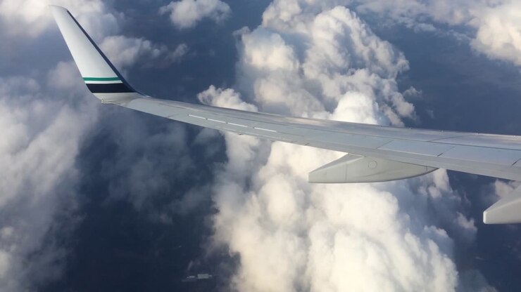 Flyvinge og skyer set fra oven