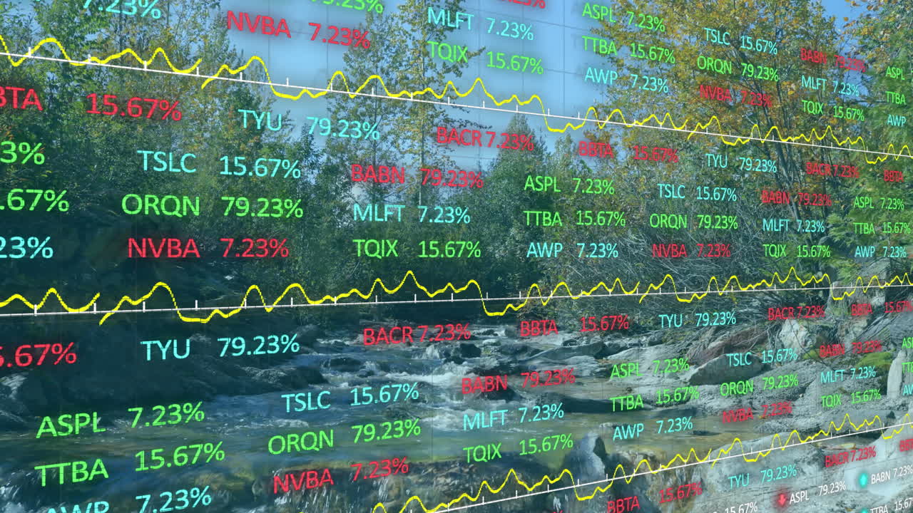 주식 시장의 애니메이션과 풍경에 대한 다이어그램