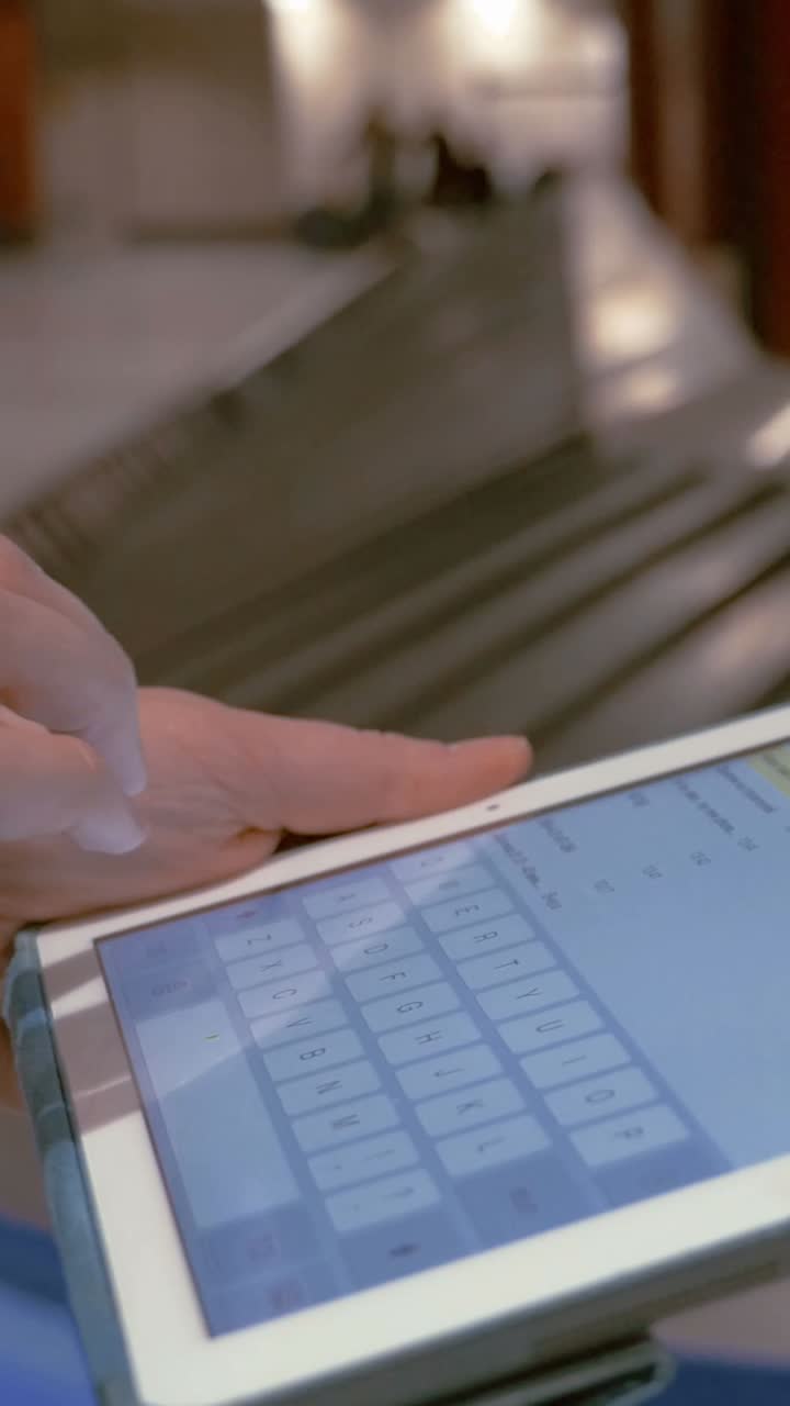 Using a calculator app on a tablet