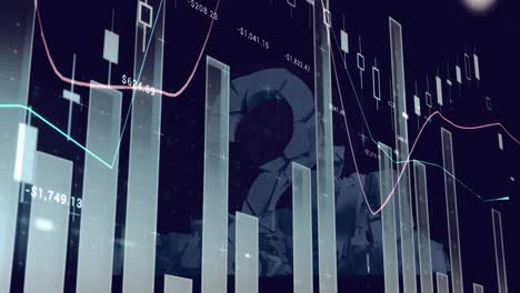 Animation-of-multiple-graphs-and-lens-flare-over-question-mark-structure-in-background