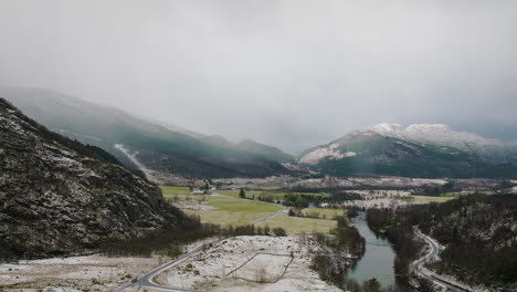 Aerial-view-of-Ardal,-Norway