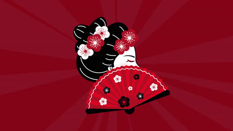 geisha con abanico