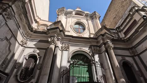 Beautiful-ornate-facade-of-Italian-public-building-in-Downtown-Naples-PAN-DOWN