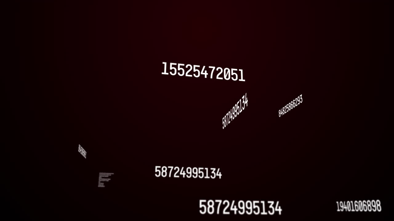 animación de números blancos cambiando y procesamiento de datos sobre fondo marrón