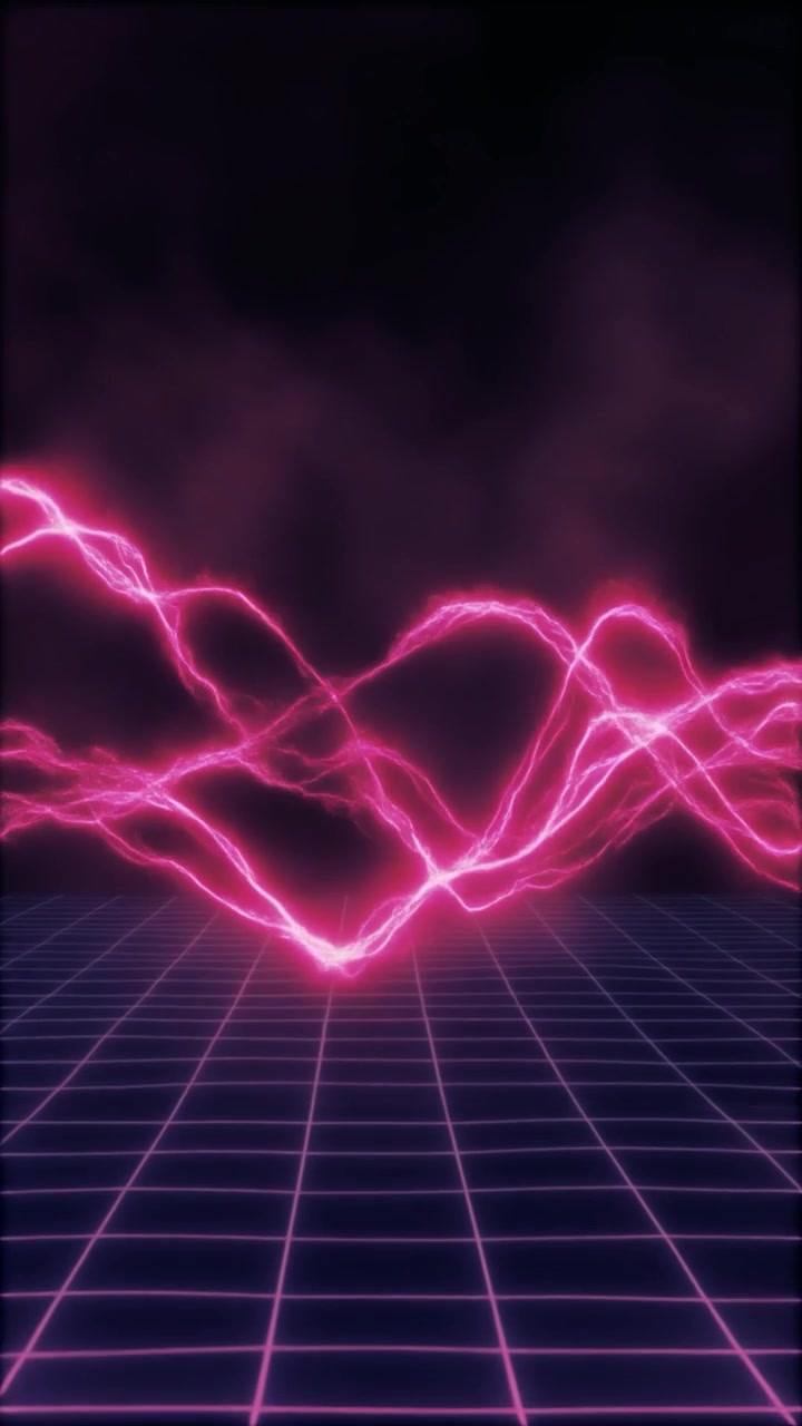 Griglia Synthwave retrò con onde elettriche rosa pulsanti
