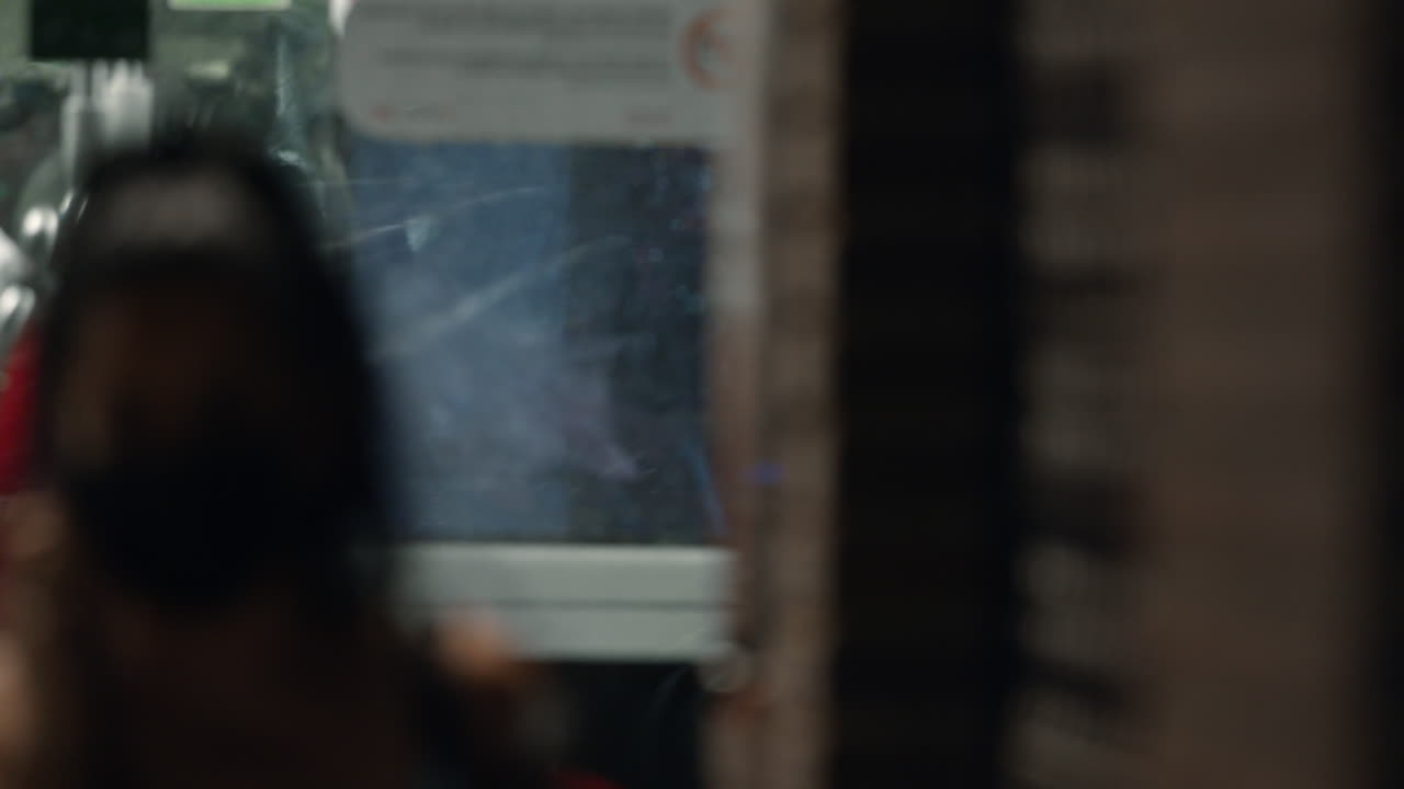 시내 버스의 근접 촬영