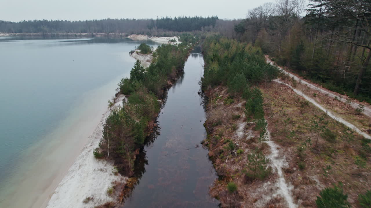't Nije Hemelriek Lake And Vegetation In Gasselte, Province of Groningen, Netherlands - aerial drone shot