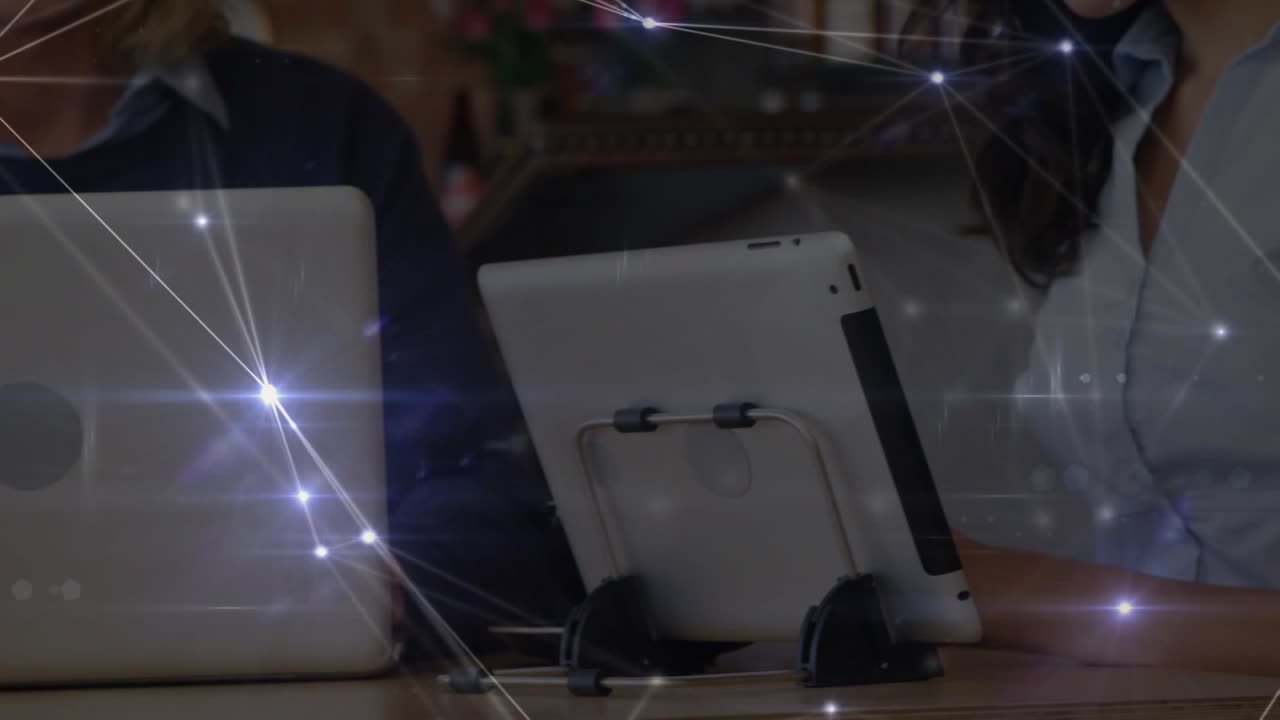 Animation of network of connections over caucasian businessman using network of connections