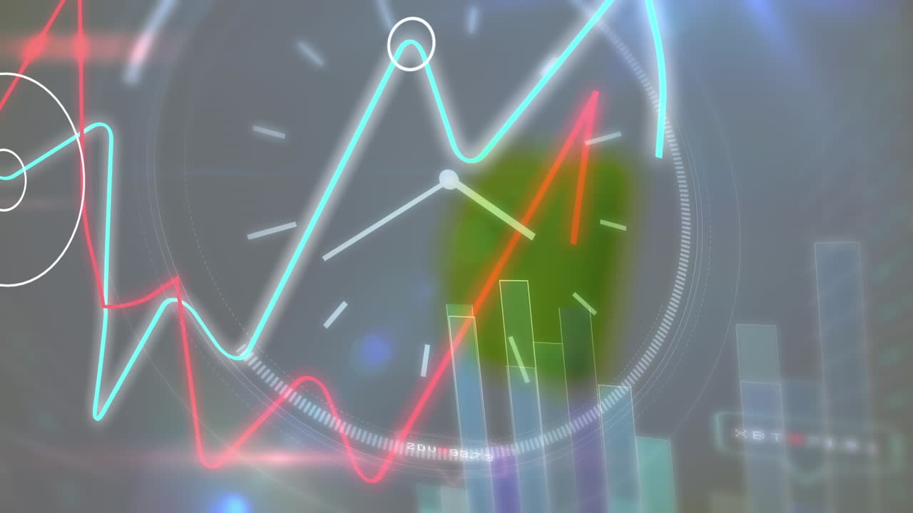 시계와 문자에 대한 데이터 처리의 애니메이션