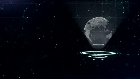 red de datos. rodeando el planeta tierra en tres círculos de bucle. asignación correcta. 3d. cerrar. copiar el espacio. zoom. animación. acción. 4k.