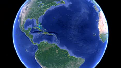 jamaica with flag. 3d earth in space - zoom in jamaica outer