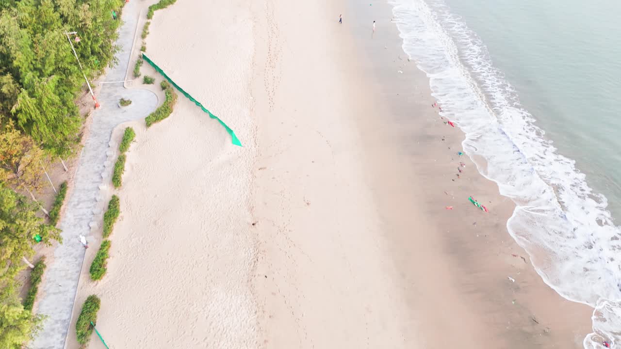 Aerial View Tilt of the Beach in Phan Rang–Tháp Chàm in the Morning.