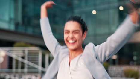 happy businesswoman celebrating