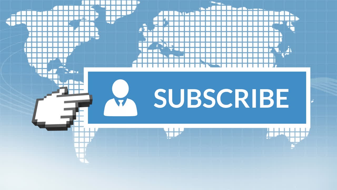 botón de suscripción con una mano apuntando para las redes sociales