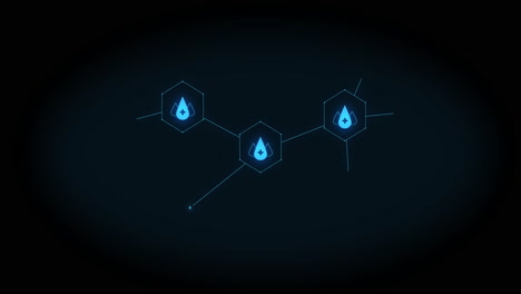 animación de la creciente red de iconos de gotas de sangre azul sobre fondo negro