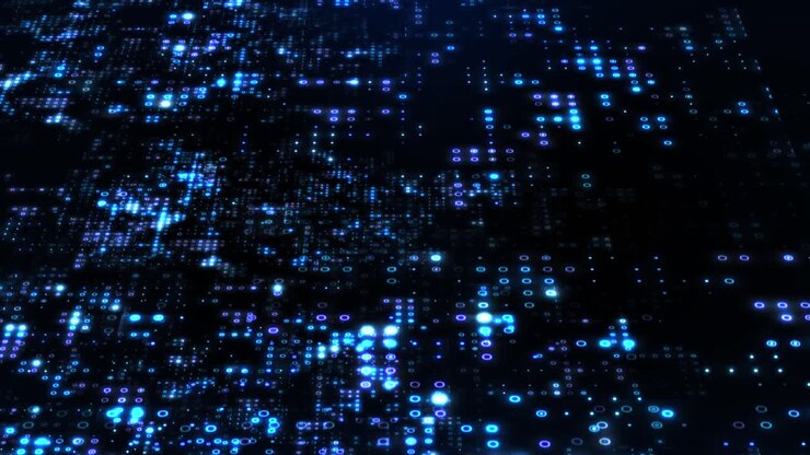 Astratto Movimento 3D Particelle di Dati Digitali Sfondo di Ciberspazio o Tecnologia, Animazione Loop Continuo 4k