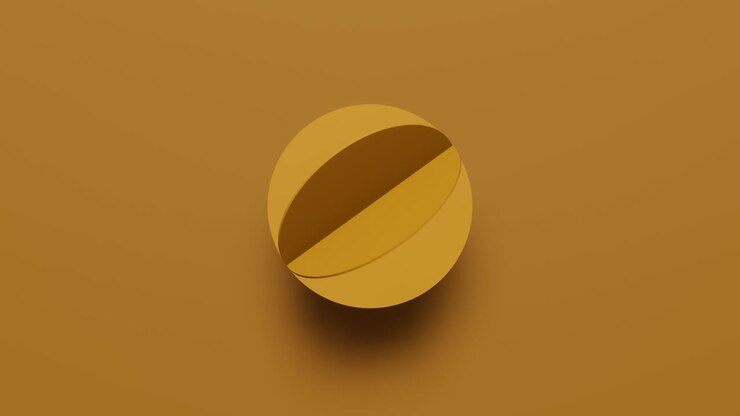 Rendering 3D di una forma geometrica che ruota in direzione casuale su sfondo arancione. Animazione astratta semplice in loop continuo.