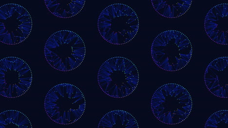 geometric circles in blue and purple on black background