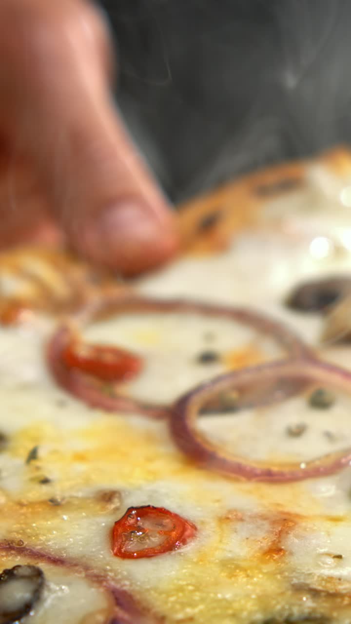 Close-up of Melting Cheese on Pizza