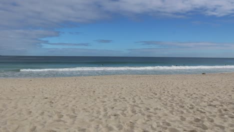 Los-Surfistas-Cogiendo-Algunas-Olas-En-La-Playa-De-Scarborough,-Perth,-Australia