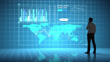 Geschäftsmann-Blickt-Auf-Globale-Geschäftsschnittstelle
