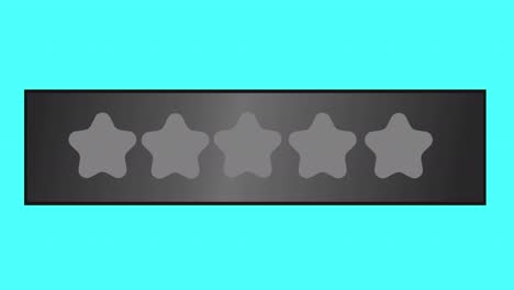 animation of lighting gold stars rating on a blue screen.