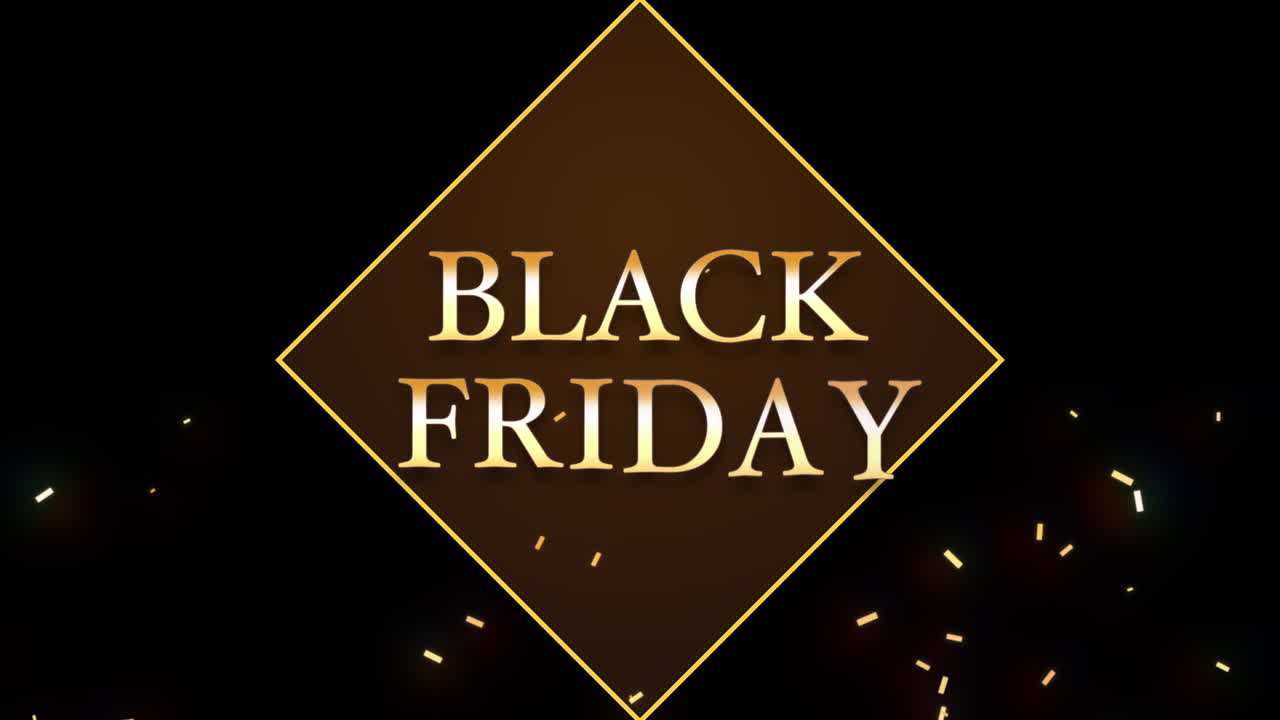 블랙 프라이데이 잔치: 깊은 경사에 황금 콘페티 비