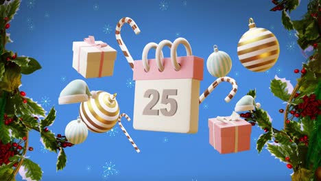 Animation-of-calendar-with-25-of-december-date-and-christmas-decorations