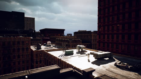 a view of a city rooftop