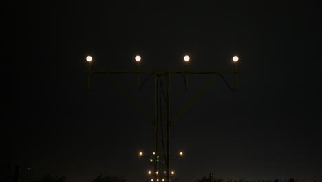 night landing lights at an airport