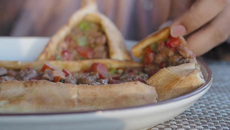 close-up of a turkish pita bread with meat