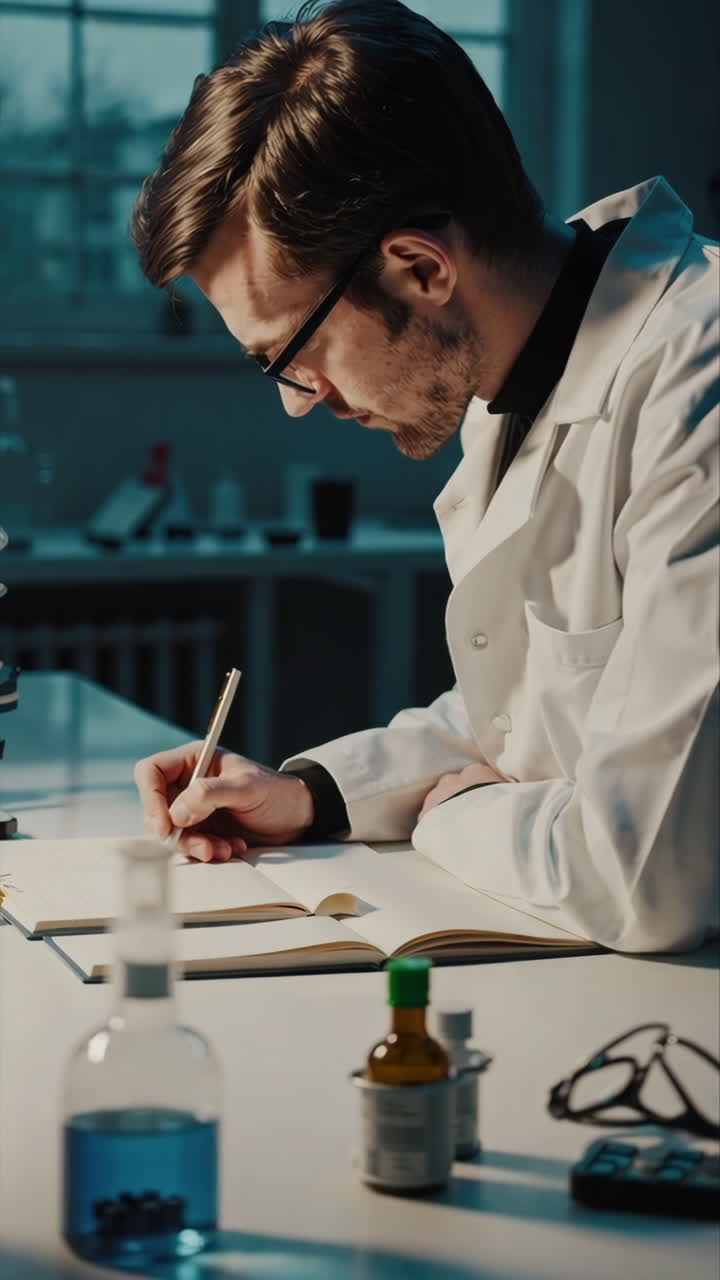 Scientist Taking Notes in a Lab